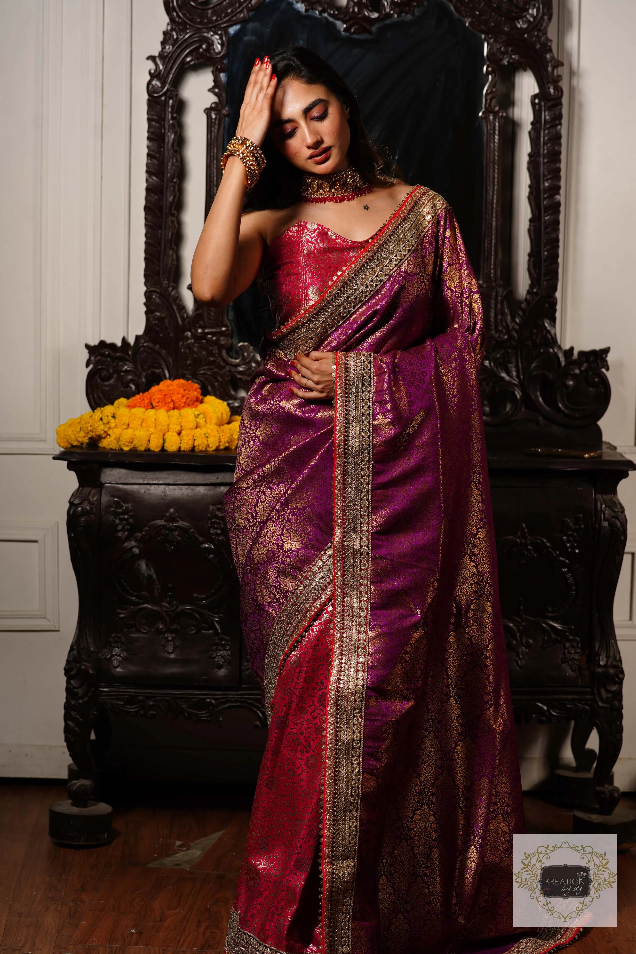 Gulab Jamuni Half Banarasi Saree