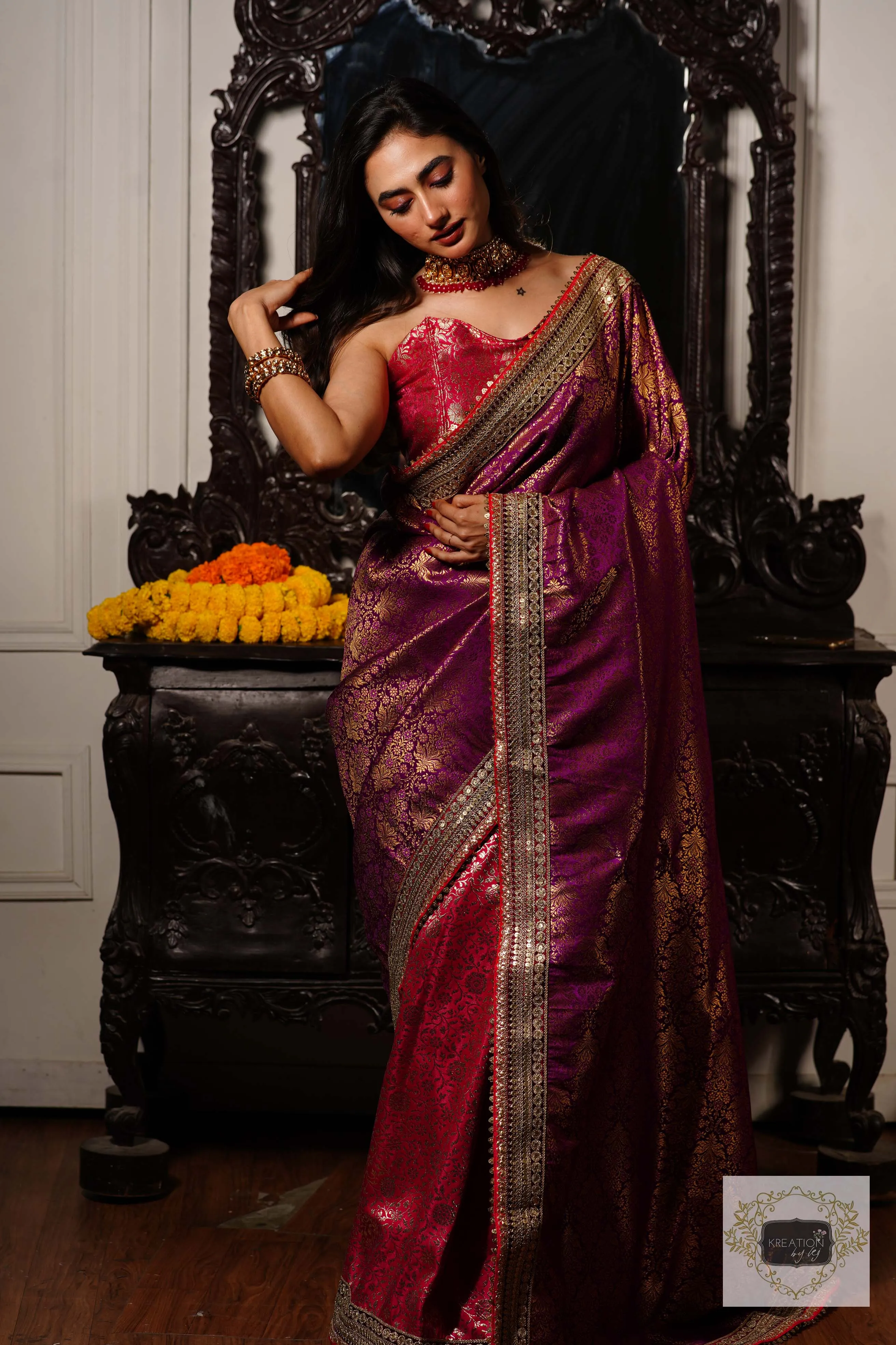 Gulab Jamuni Half Banarasi Saree