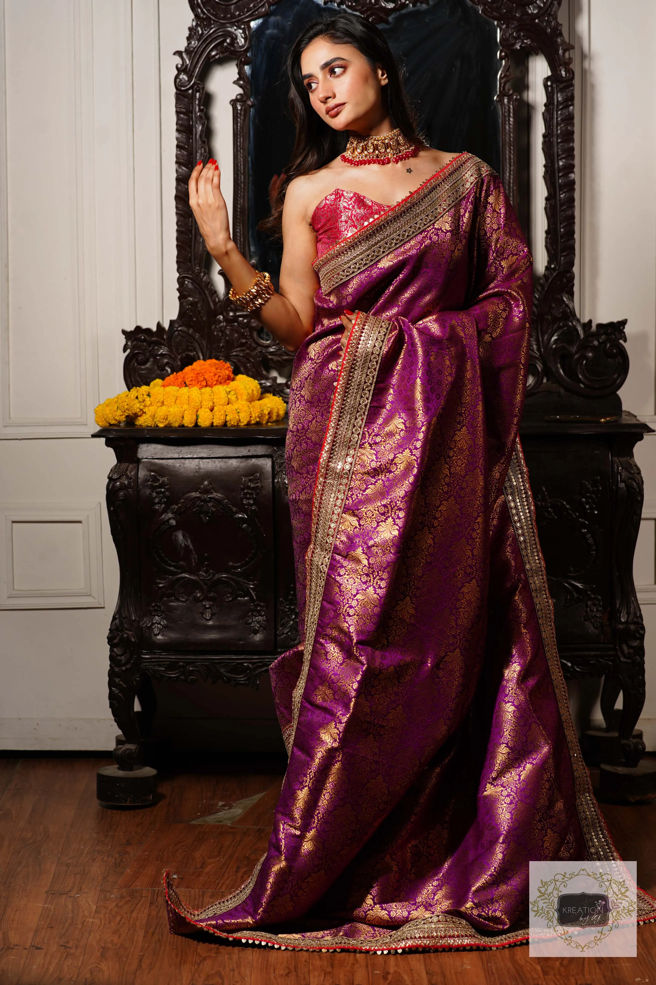 Gulab Jamuni Half Banarasi Saree