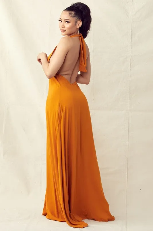 Halter Maxi Dress with Pockets