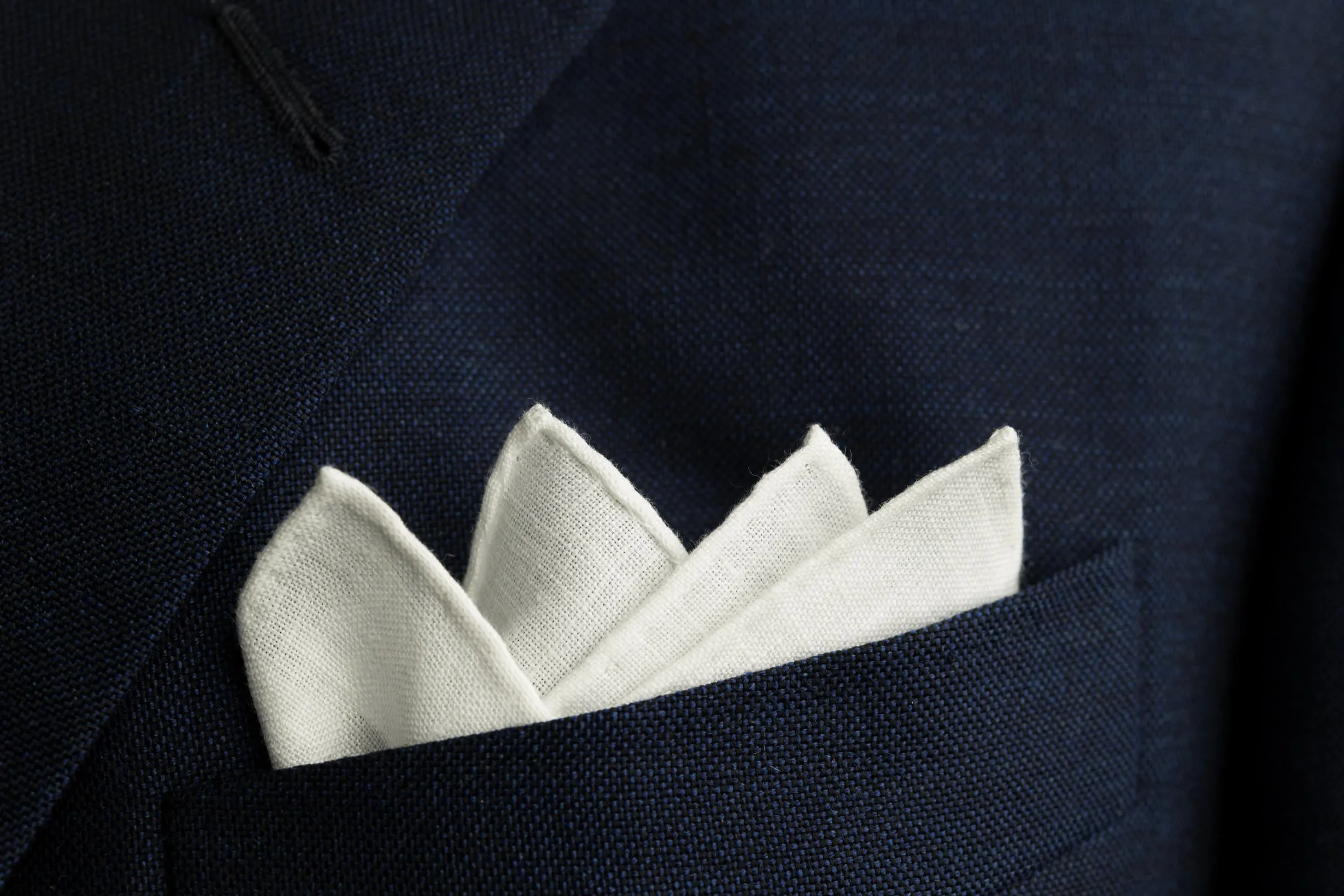 Hand-Embroidered Initial P White Linen Pocket Square