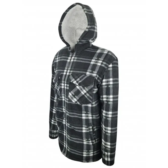 Hazy Blue Kids Sherpa Fleece Lined Checked Hooded Shirt