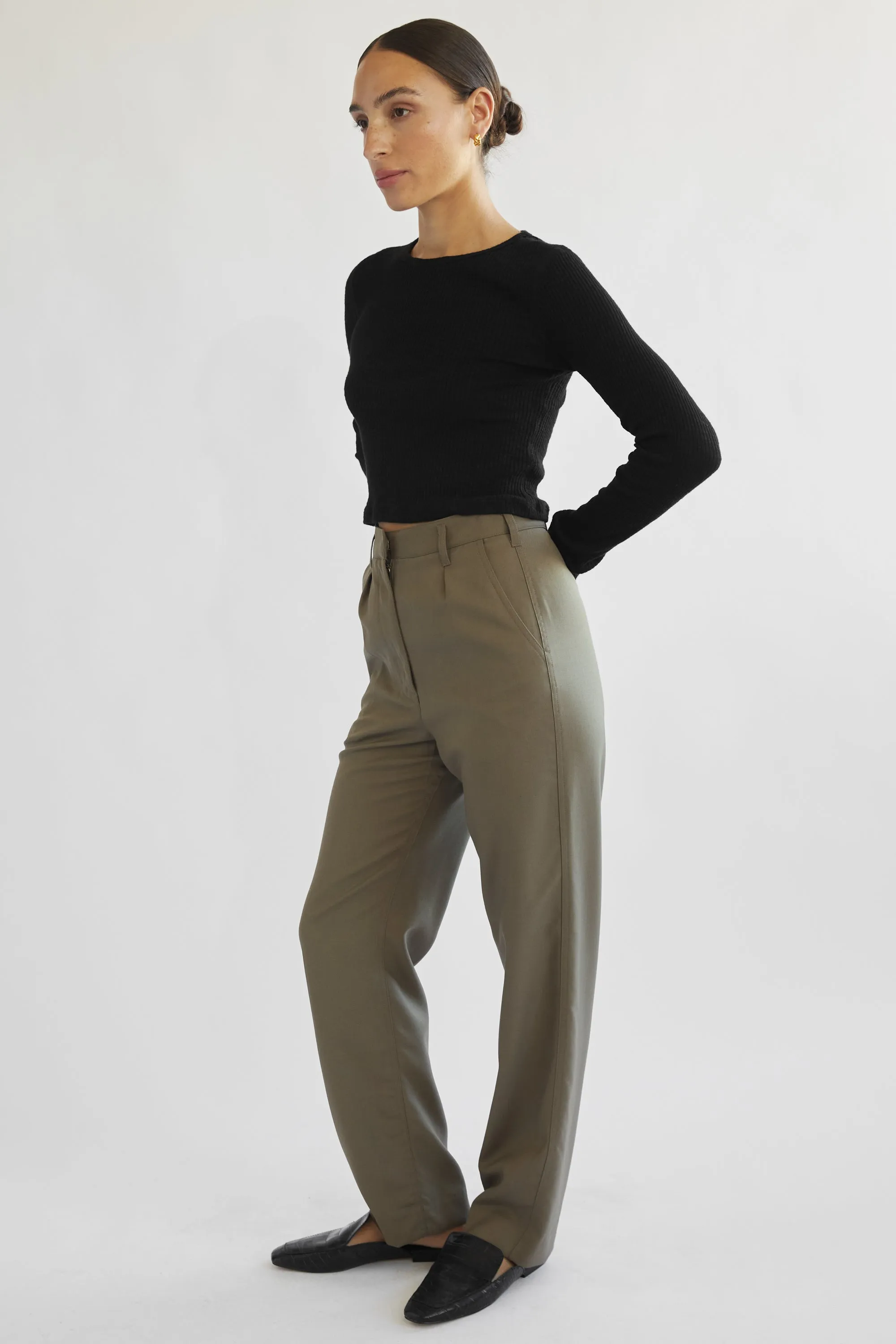 High Waisted Straight Leg Trousers