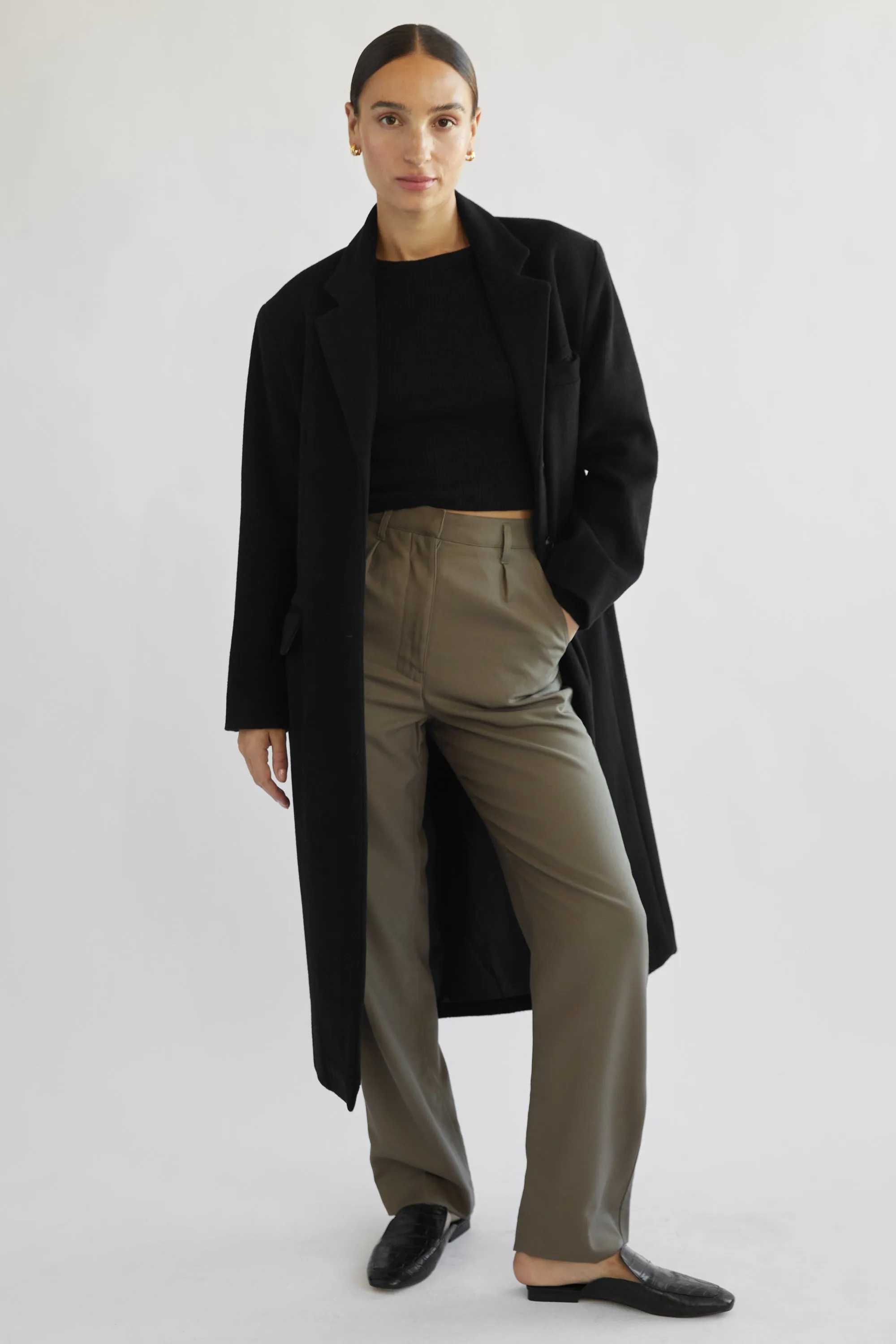 High Waisted Straight Leg Trousers