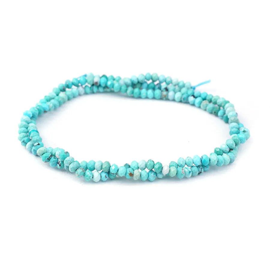 Hubei Turquoise 2X3mm Light Blue Rondelle Faceted AAA Grade - 15-16 Inch