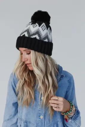 In The Woods Cozy Pom Beanie - Black