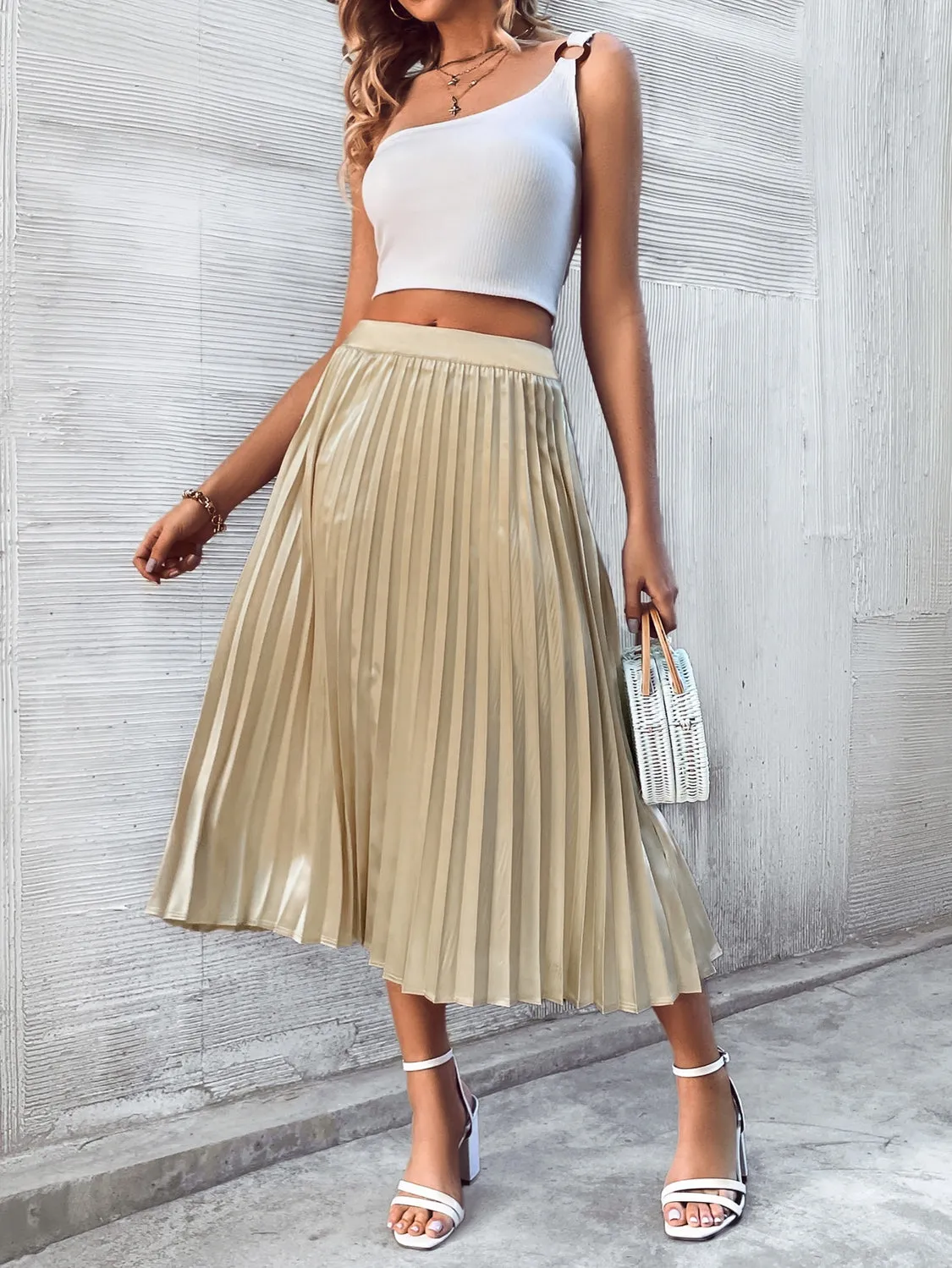 Iris Pleated Midi Skirt