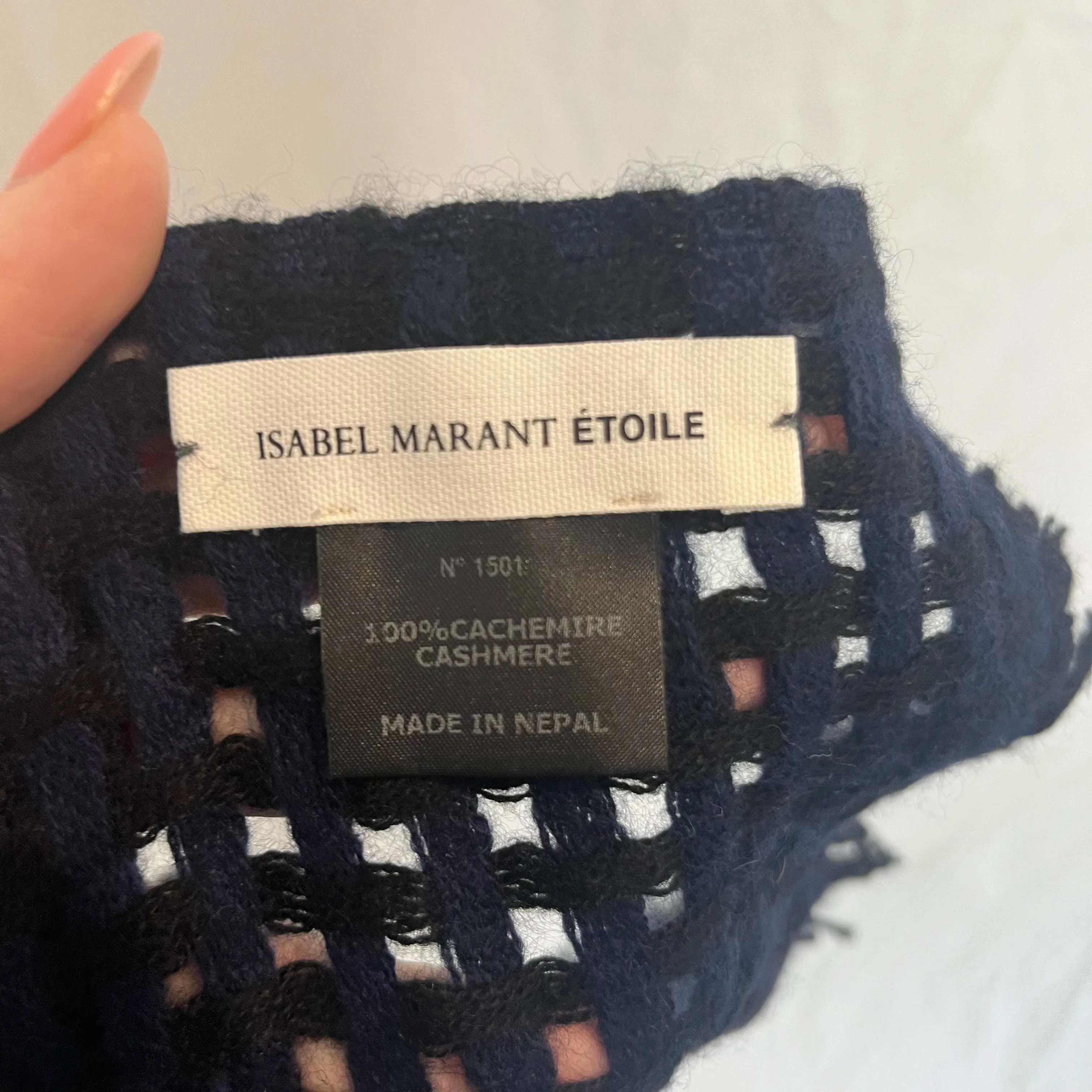 Isabel Marant Etoile Black & Navy Loose Weave Pure Cashmere Scarf