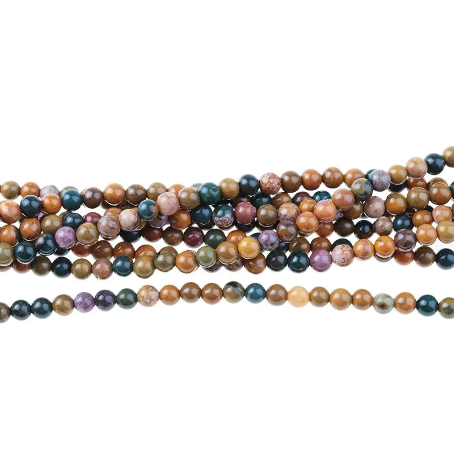 Kabamby Ocean Jasper 4mm Round 8-Inch