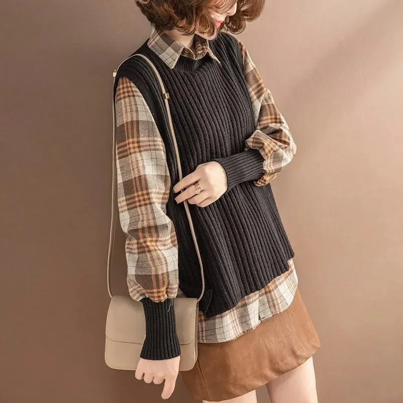 Knit Fusion Lapel Blouse