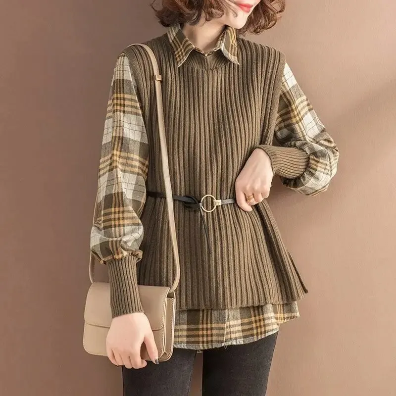 Knit Fusion Lapel Blouse