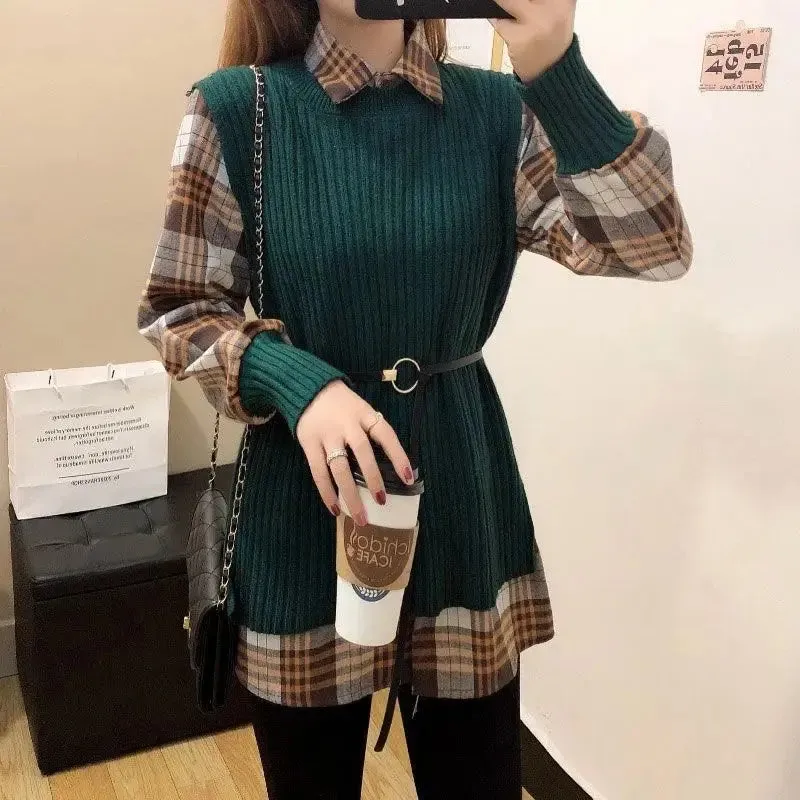 Knit Fusion Lapel Blouse