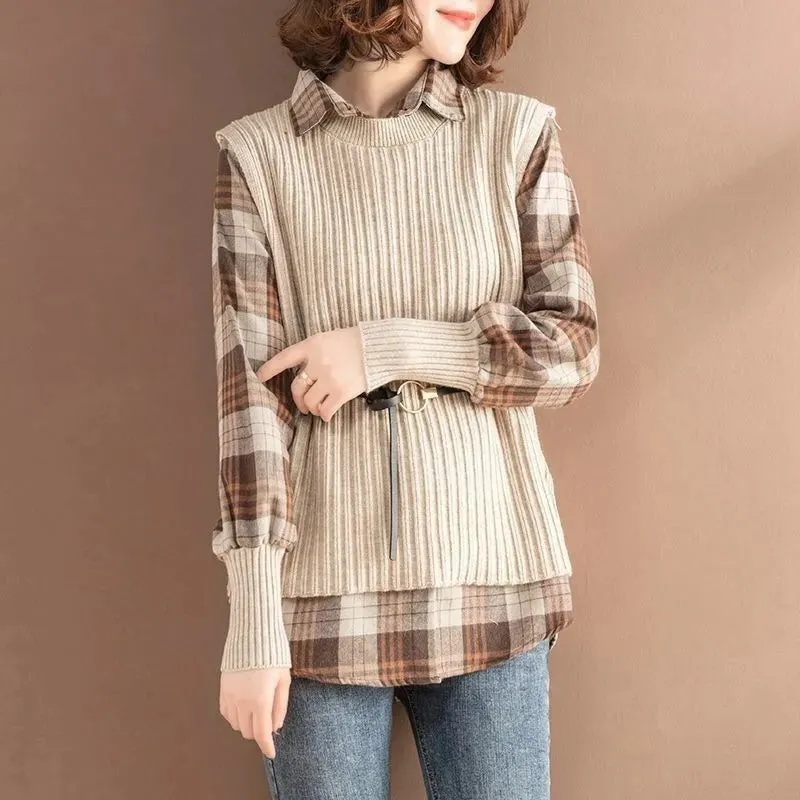 Knit Fusion Lapel Blouse