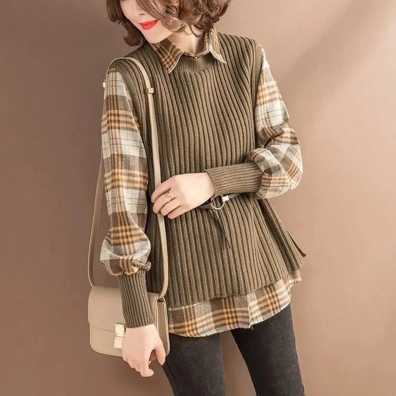 Knit Fusion Lapel Blouse