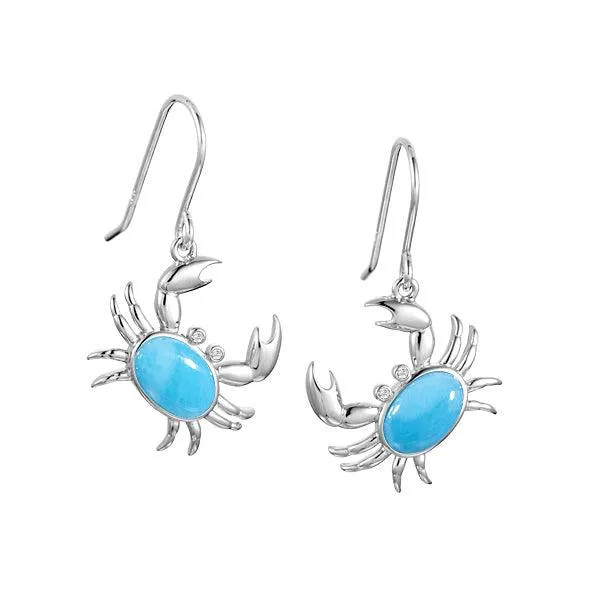 Larimar Friendly Crab Earrings