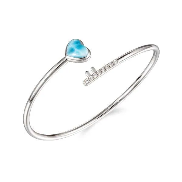 Larimar Heart Key Sleek Bangle