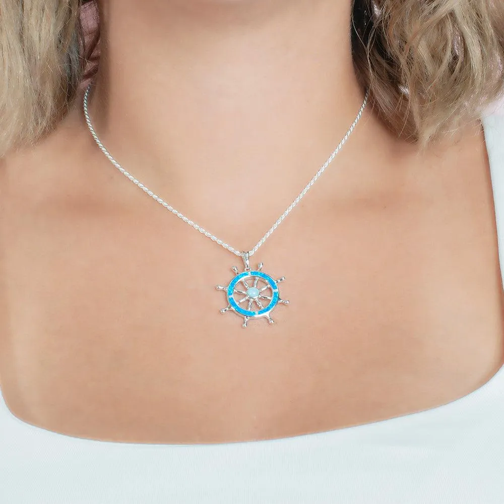 Larimar Wheel of Dharma Pendant