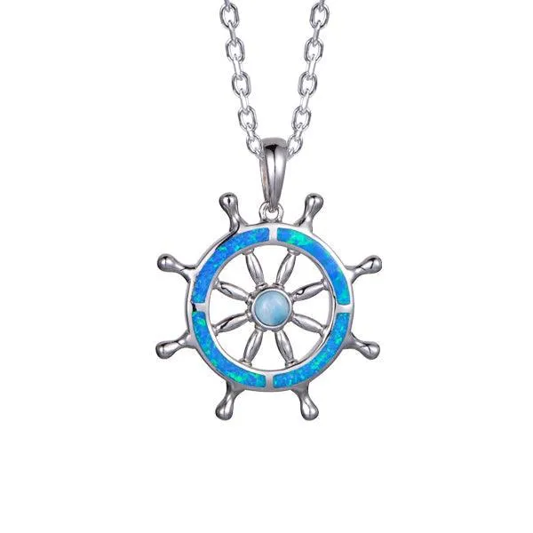 Larimar Wheel of Dharma Pendant