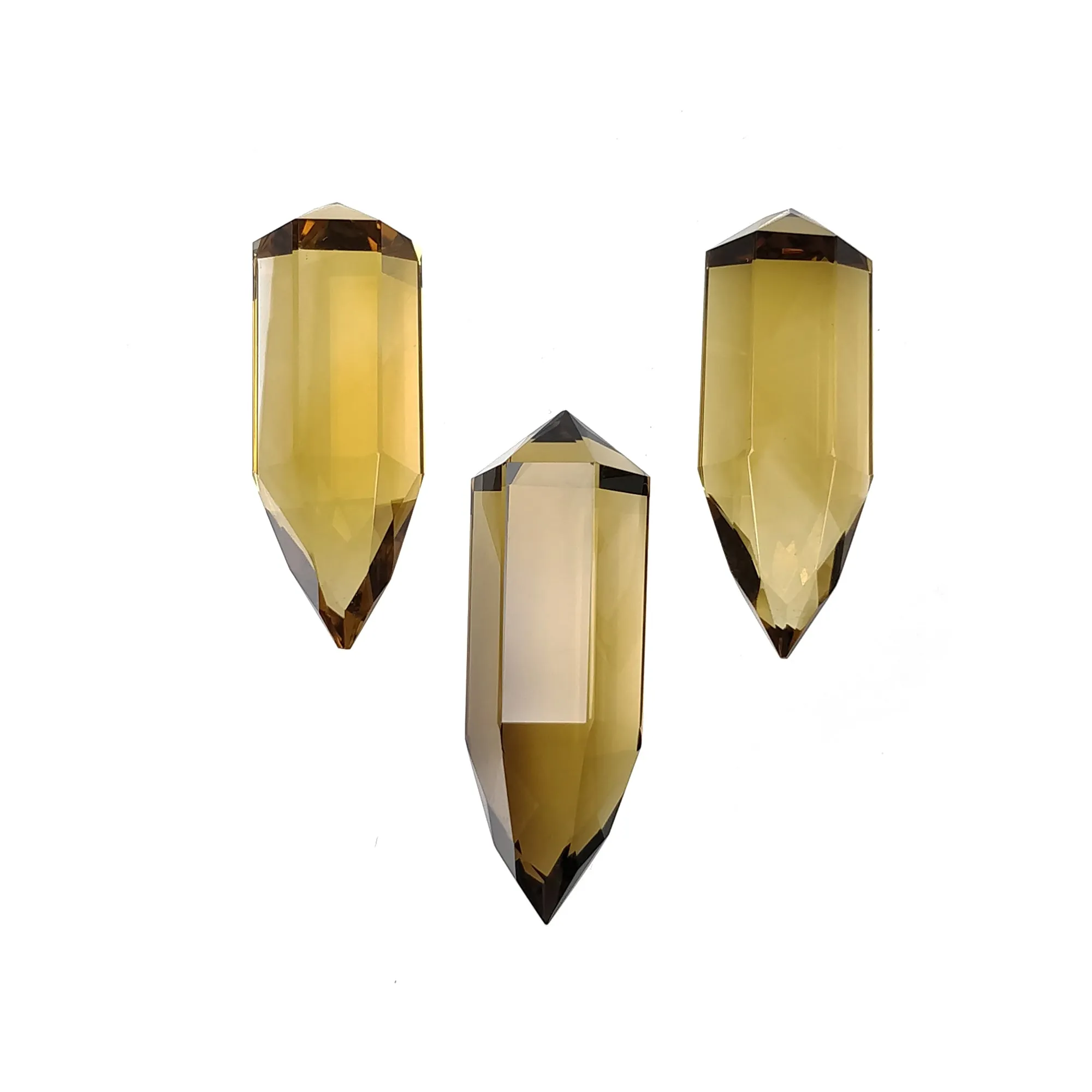 LEMON QUARTZ Gemstone Fancy Cut : 115.75cts Natural Untreated Unheated Quartz Uneven Pencil Shape 18.5mm - 33mm 3pcs