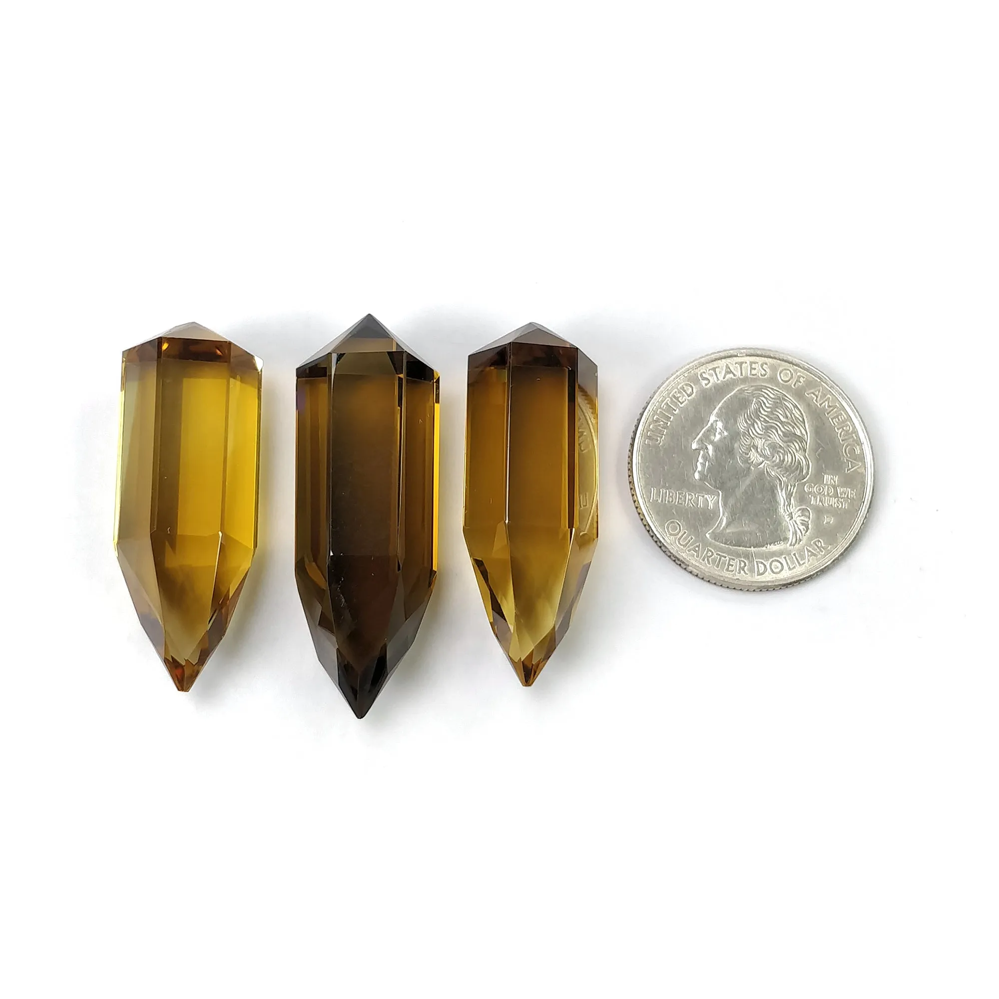 LEMON QUARTZ Gemstone Fancy Cut : 115.75cts Natural Untreated Unheated Quartz Uneven Pencil Shape 18.5mm - 33mm 3pcs