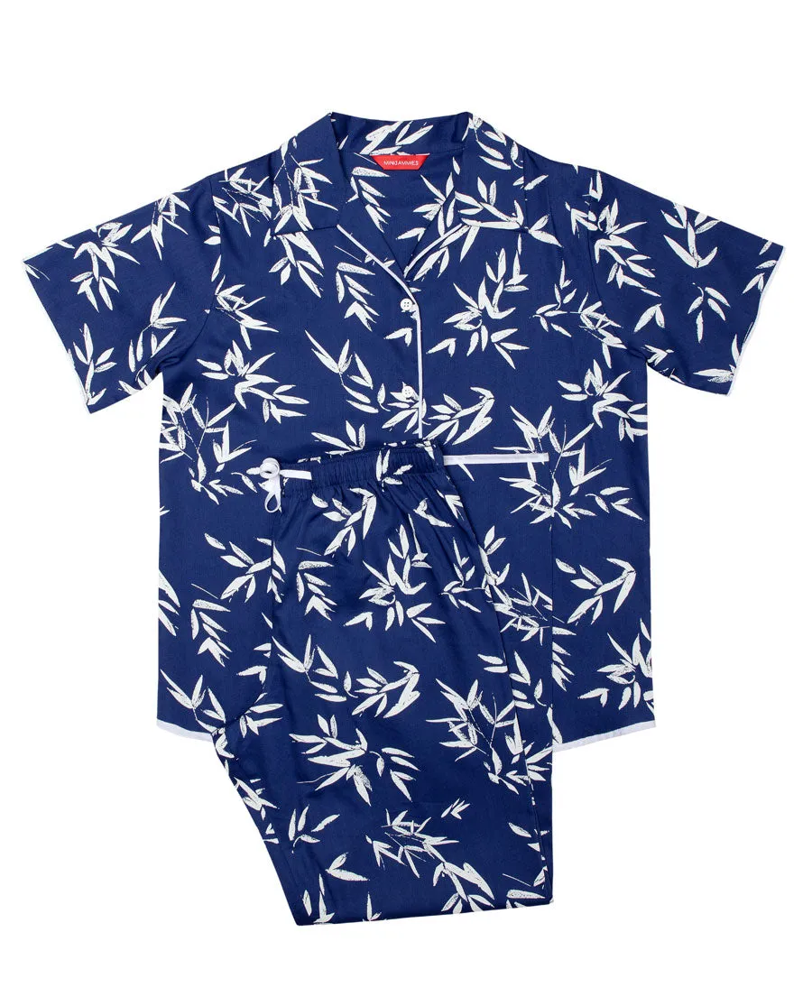 Libby Indigo Bamboo Leaf Print Pyjama Set