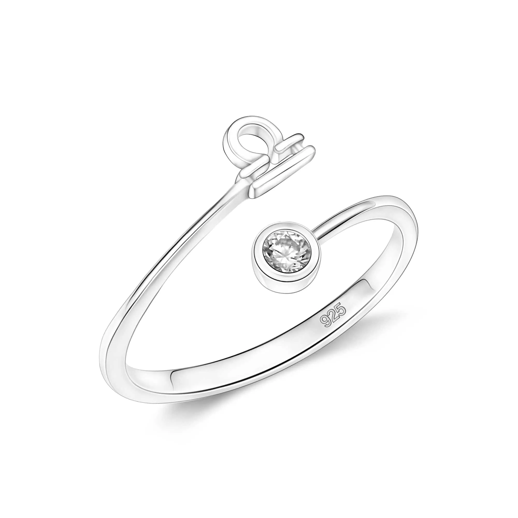 Libra Ring Sterling Silver Adjustable Zodiac Sign Ring