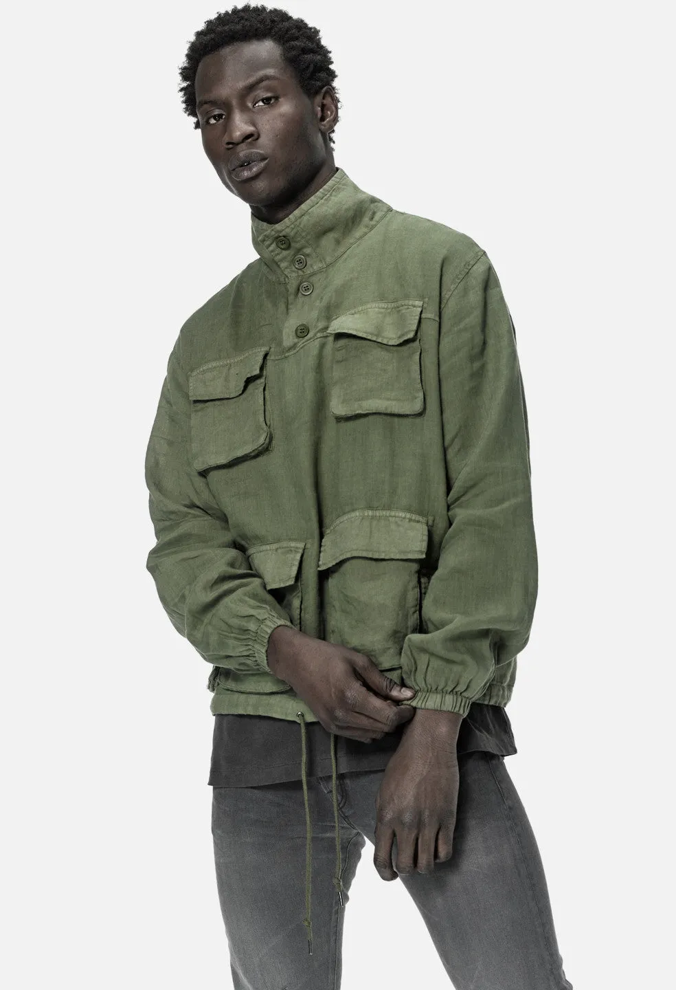 Linen M65 Pullover / Olive