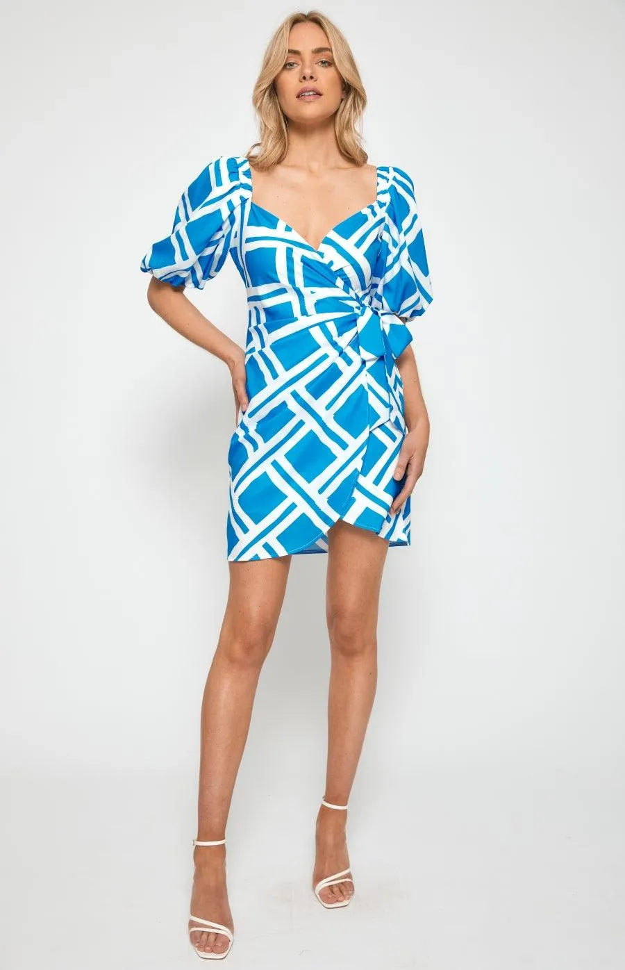 Lyna Mini Dress- Blue Print