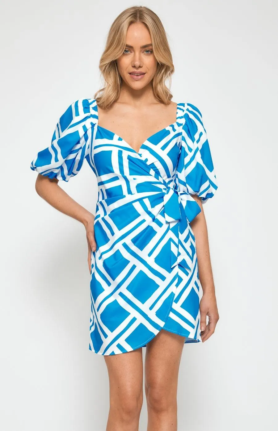 Lyna Mini Dress- Blue Print