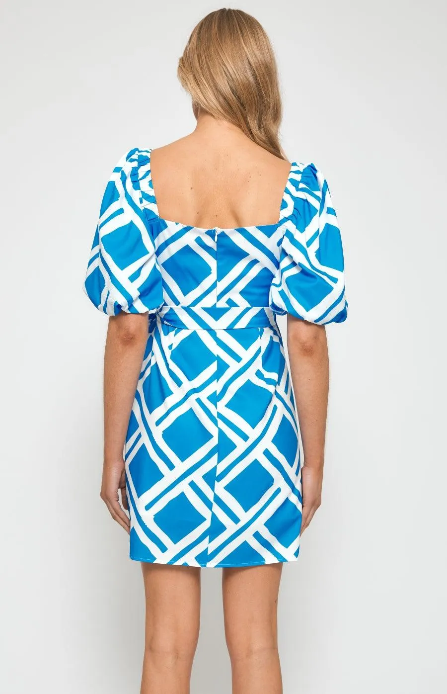 Lyna Mini Dress- Blue Print