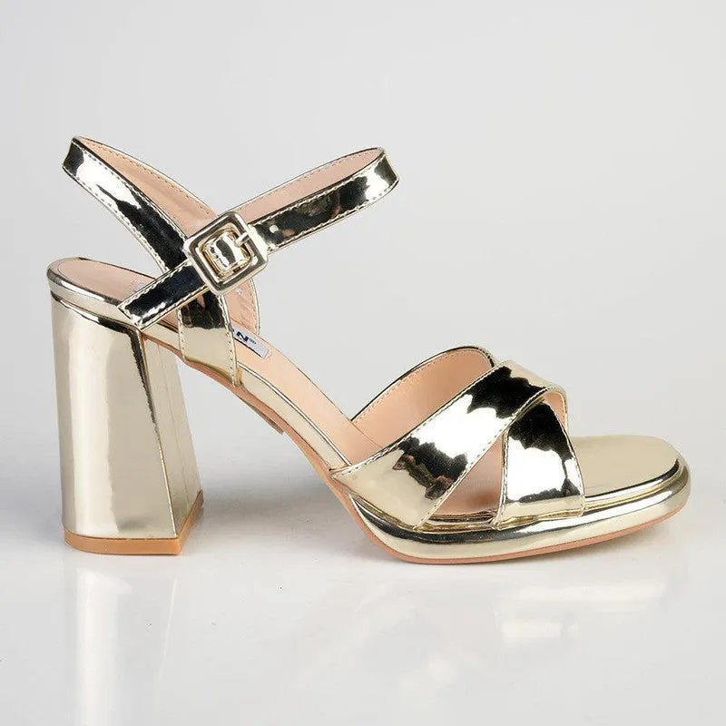 Madison Lessi 2 Block Heel Sandal - Light Gold