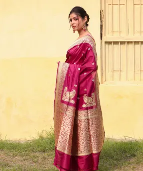 Magenta silk banarasi handwoven saree