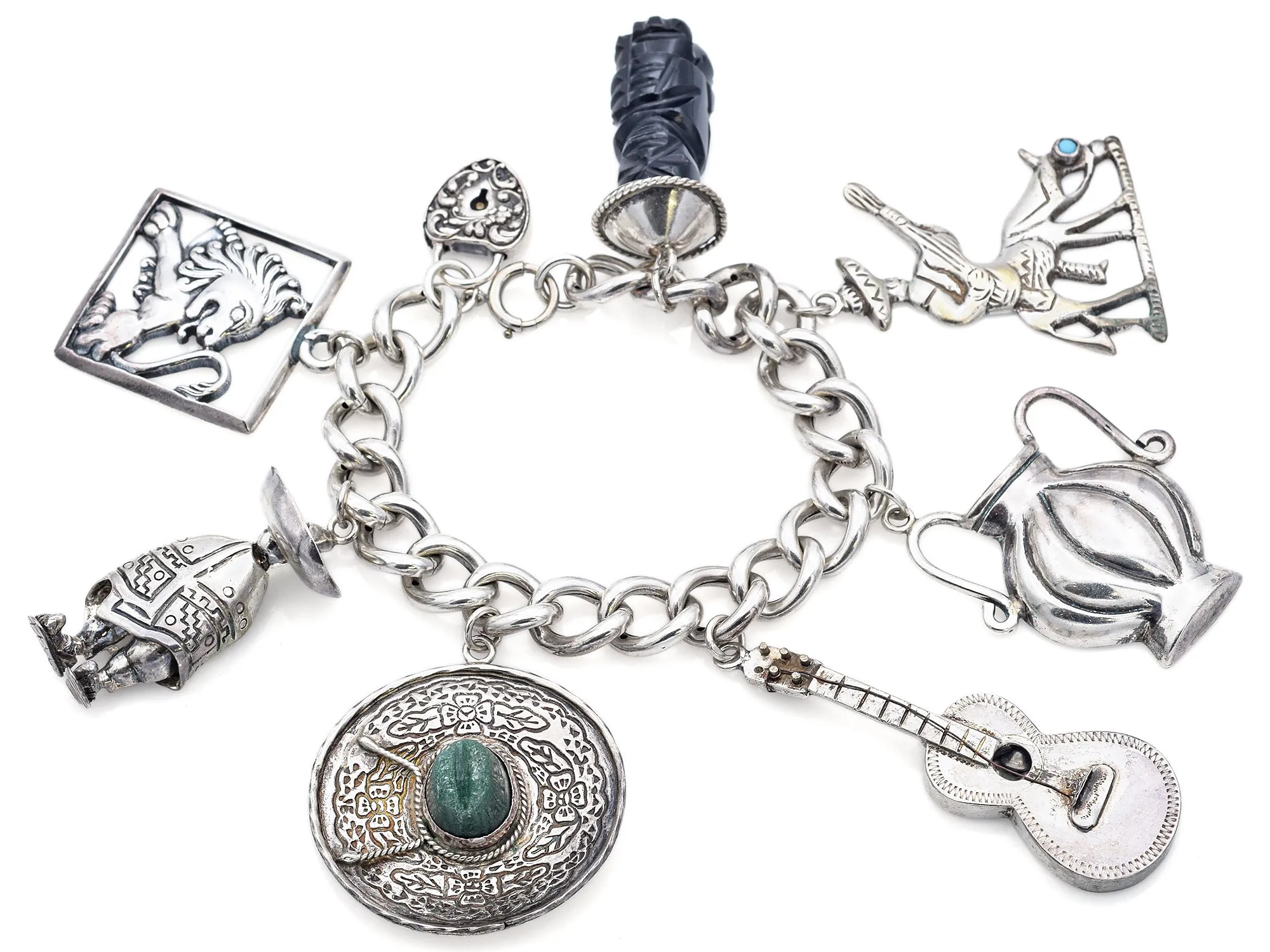 Margot De Taxco, Hermion D, Saul, JDL, EP, JE, J Sterling Silver Charms Bracelet