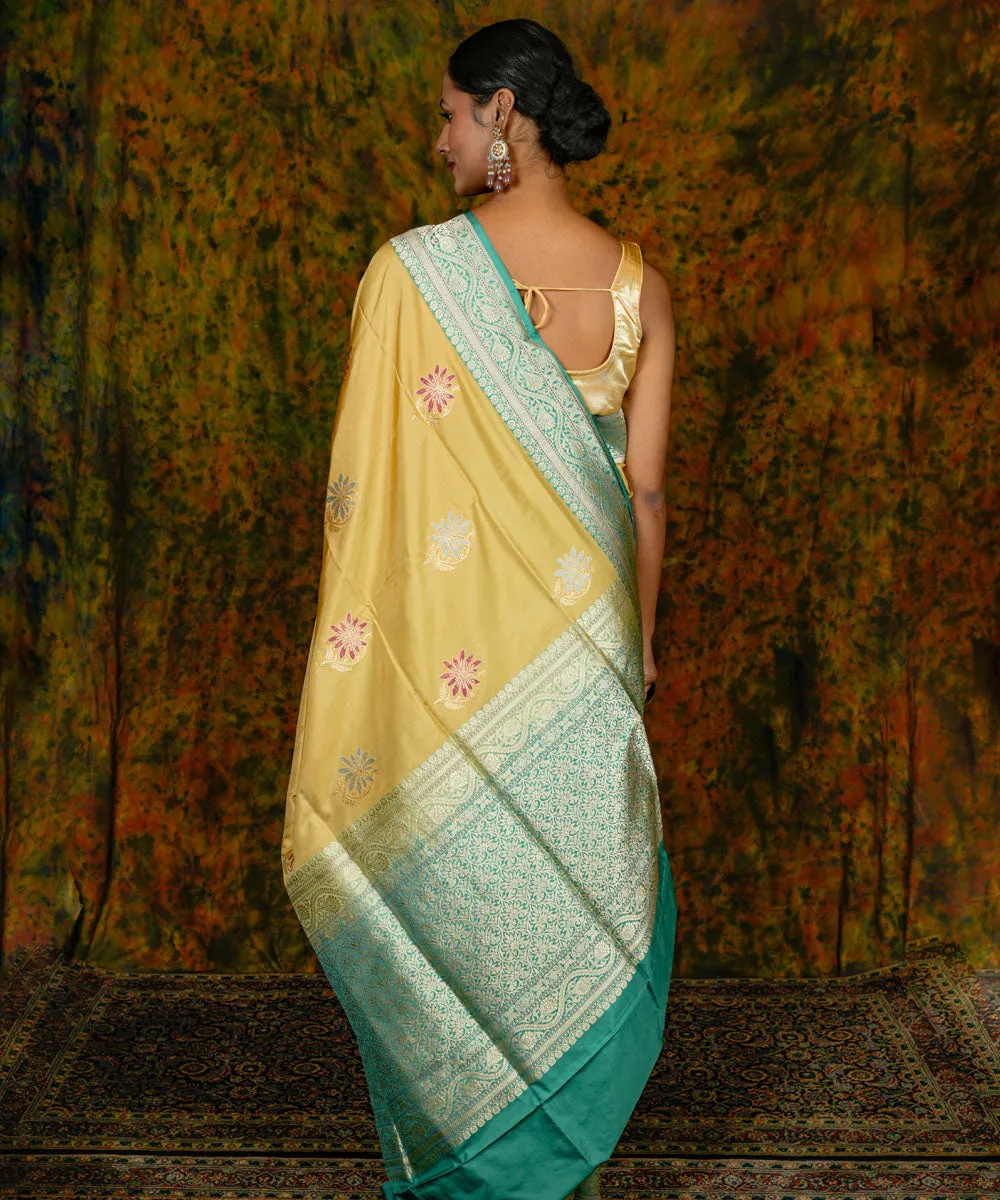 Mehendi green silk handwoven banarasi saree