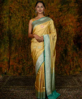 Mehendi green silk handwoven banarasi saree