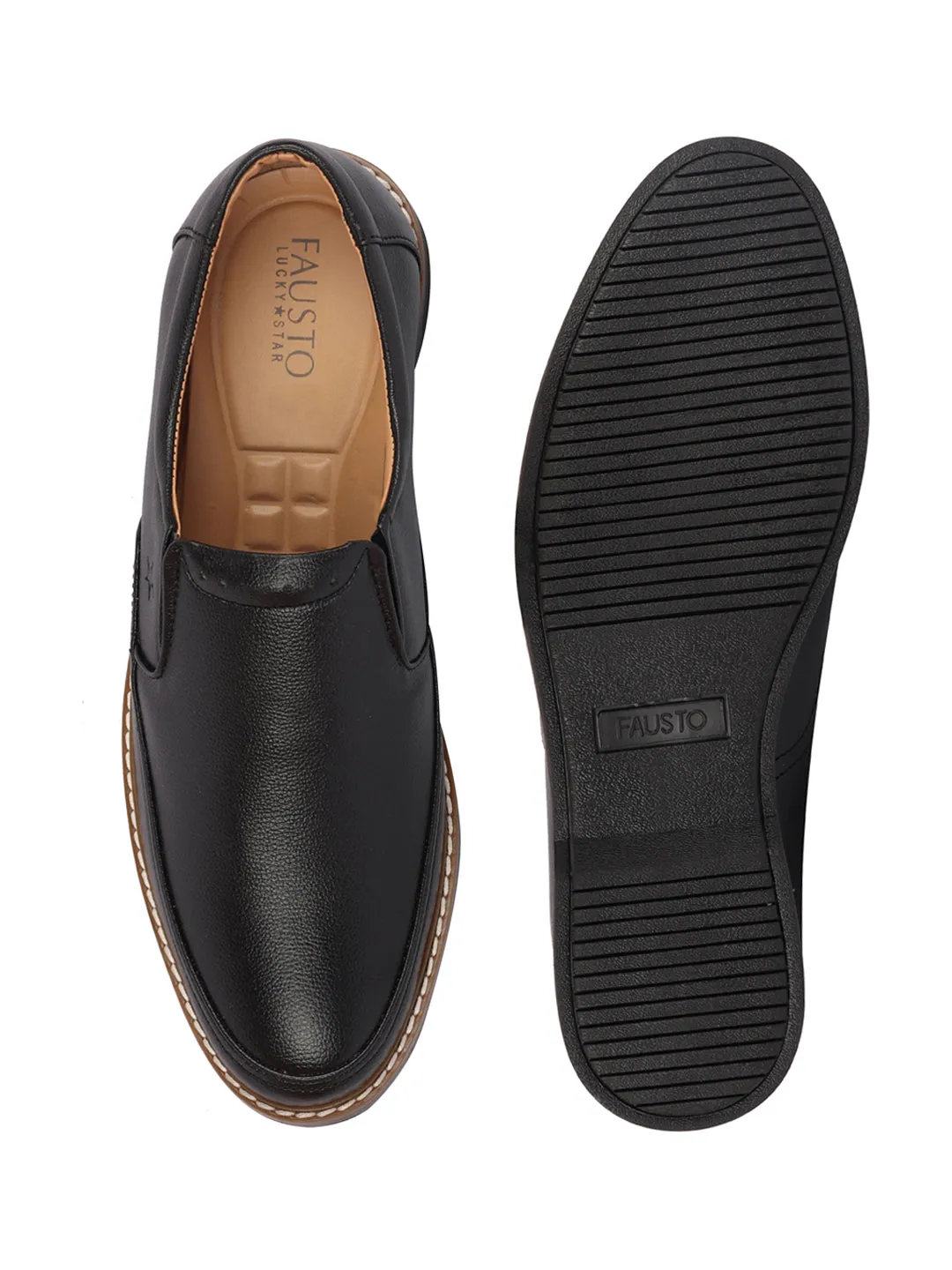 Men Black Formal Superior Comfort Slip On Shoes