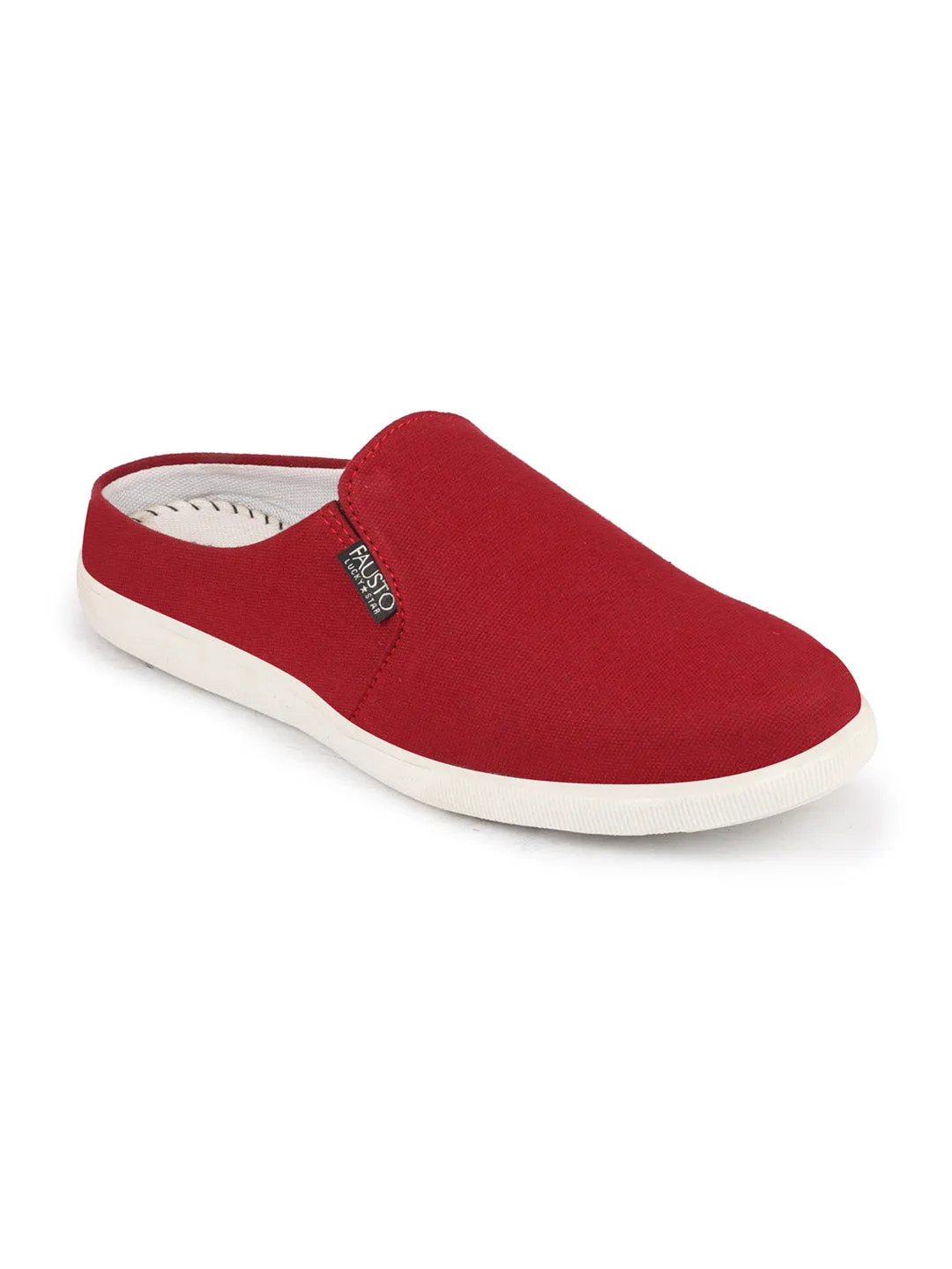 Men Cherry Casual Back Open Canvas Stylish Slip On Shoes