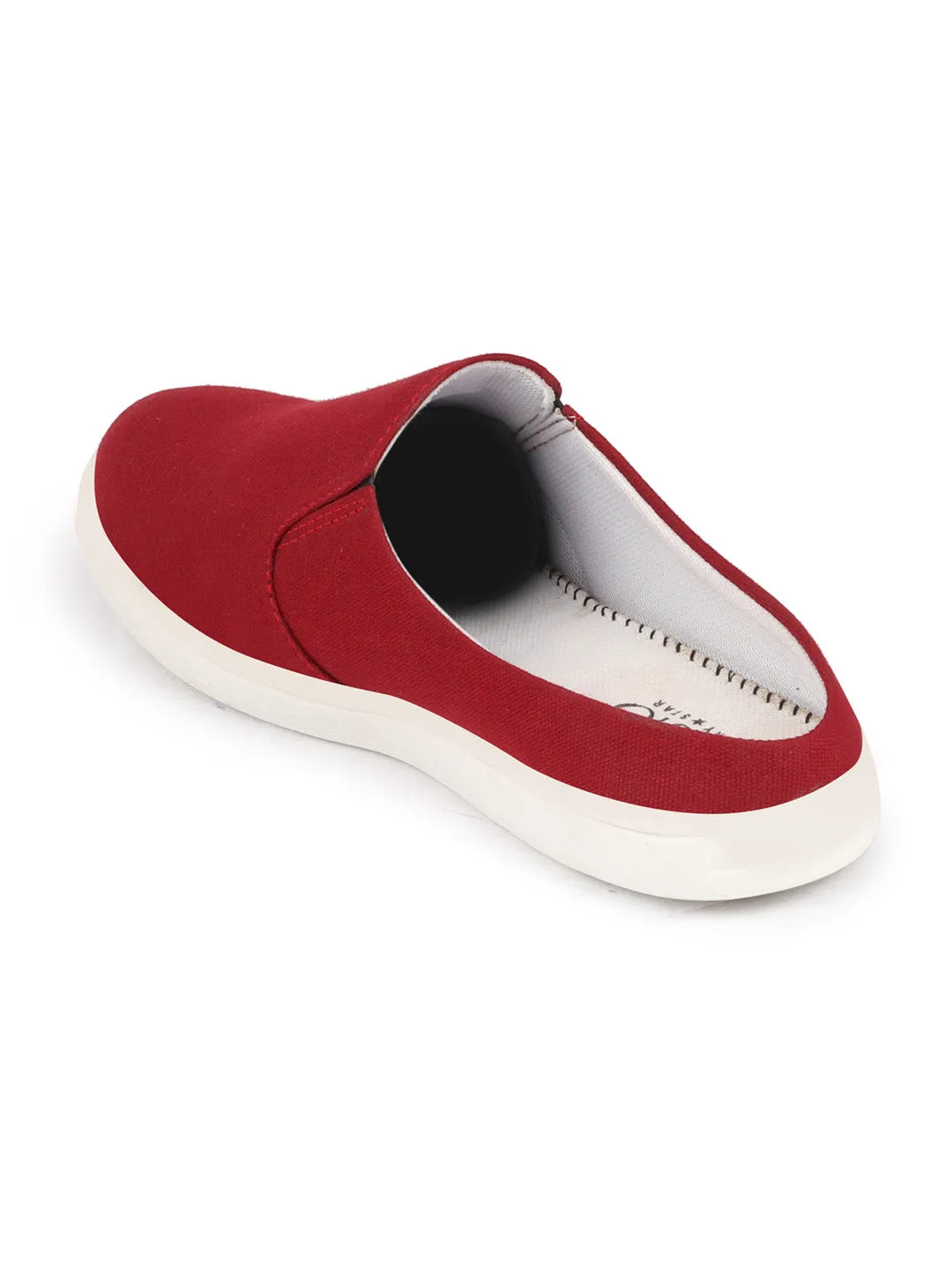 Men Cherry Casual Back Open Canvas Stylish Slip On Shoes