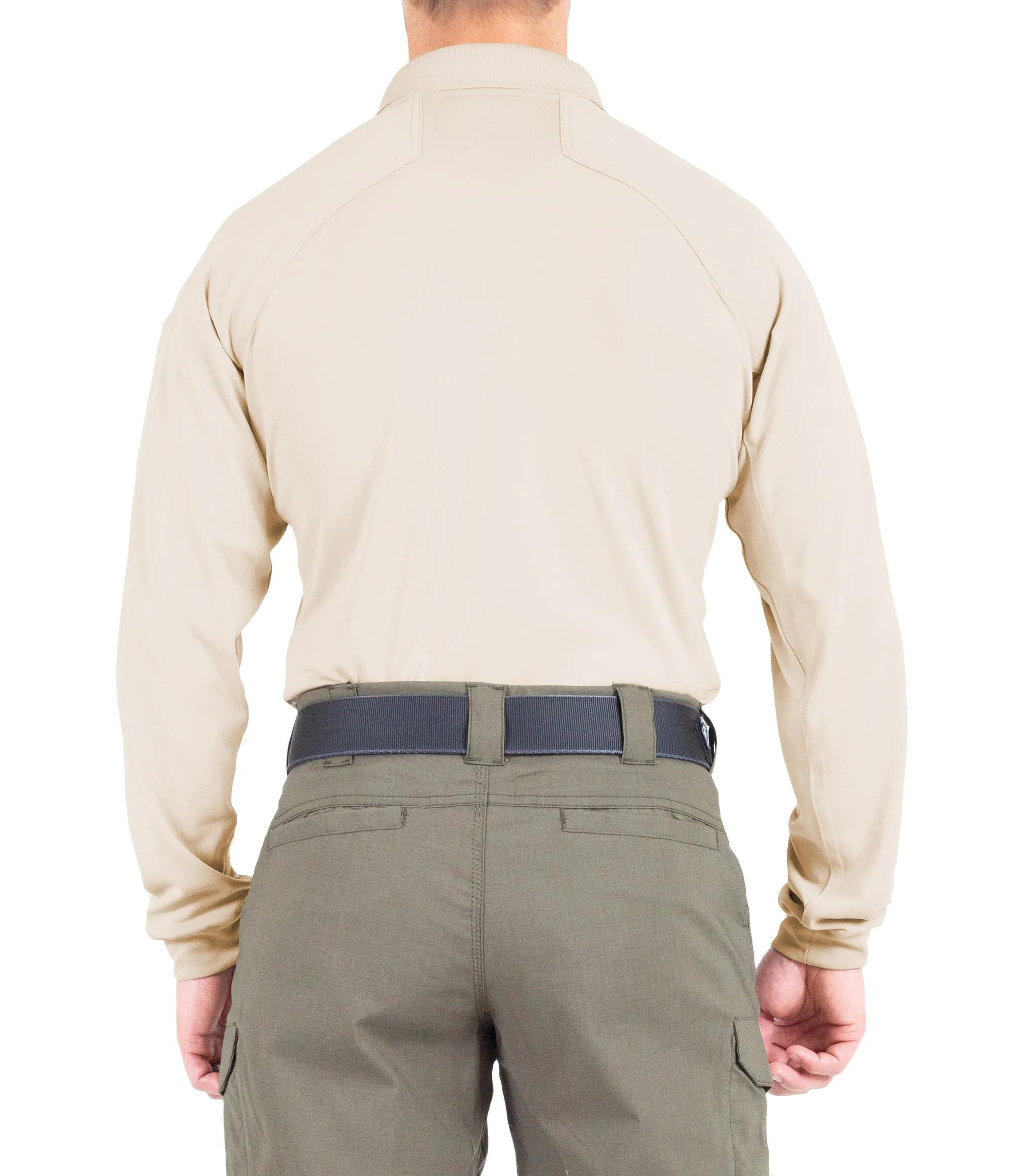 Men's Performance Long Sleeve Polo / Silver Tan