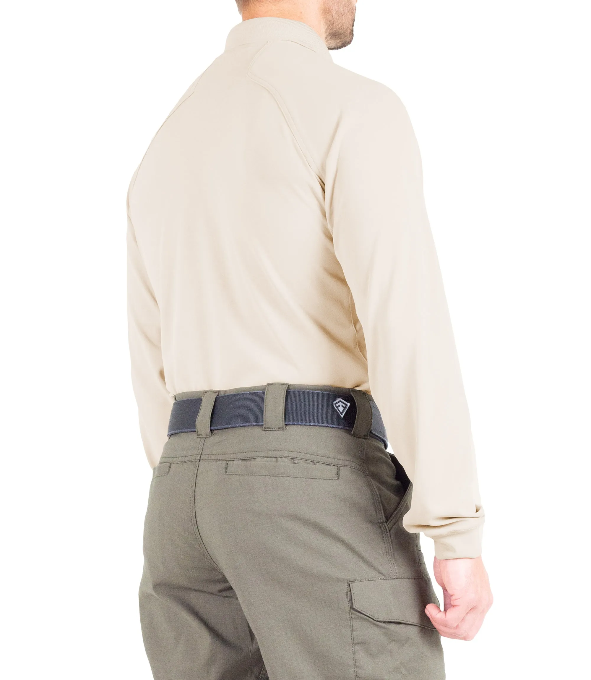 Men's Performance Long Sleeve Polo / Silver Tan