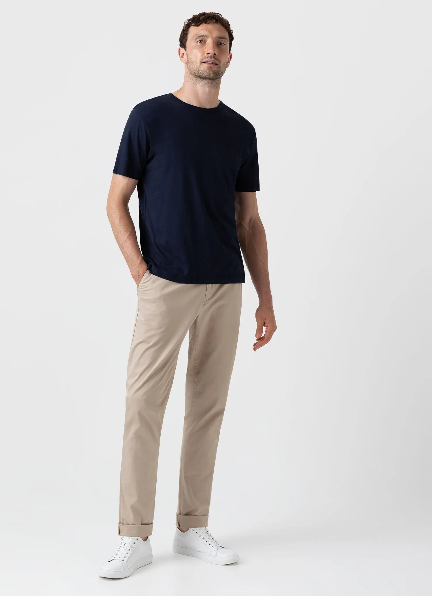 Men's Regular Fit Stretch Chino in Light Stone