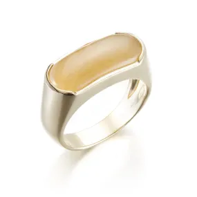 Men's Yellow Jade Saddle Ring