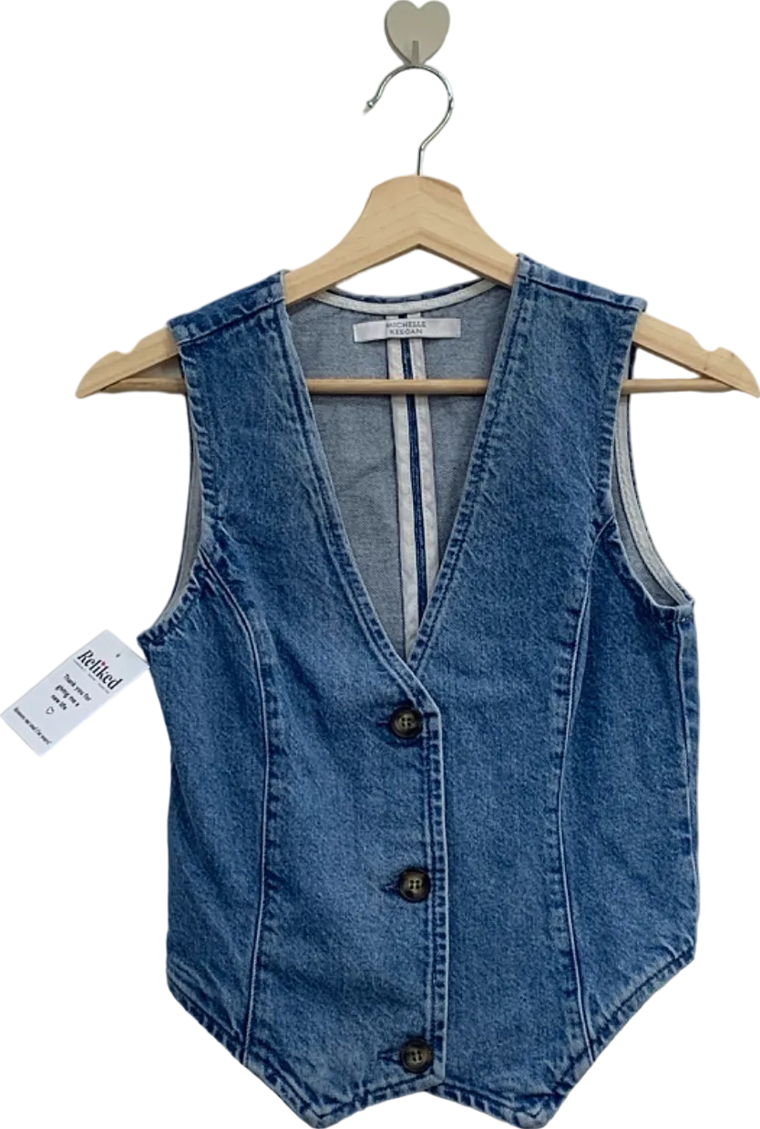 Michelle Keegan Blue Denim Sleeveless Waistcoat UK Size 12