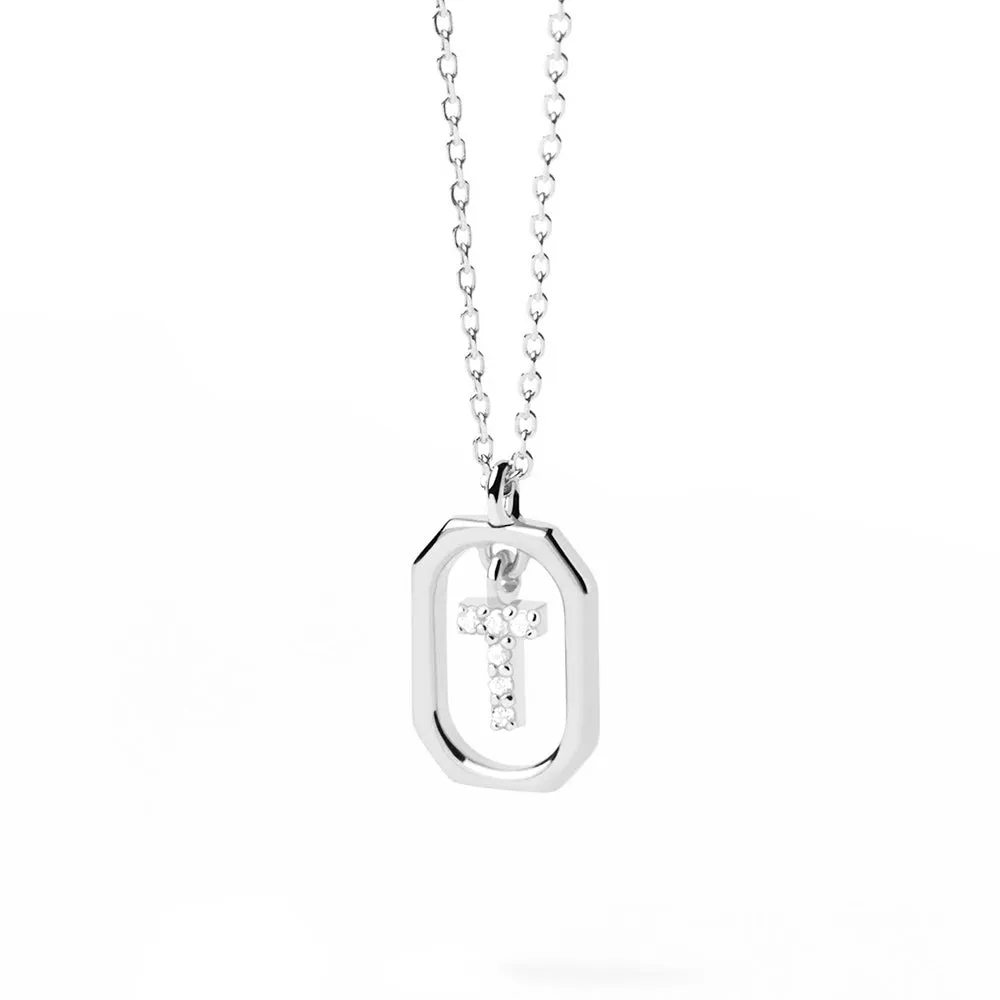 Moissanite Initial T Dangle Pendant Necklace