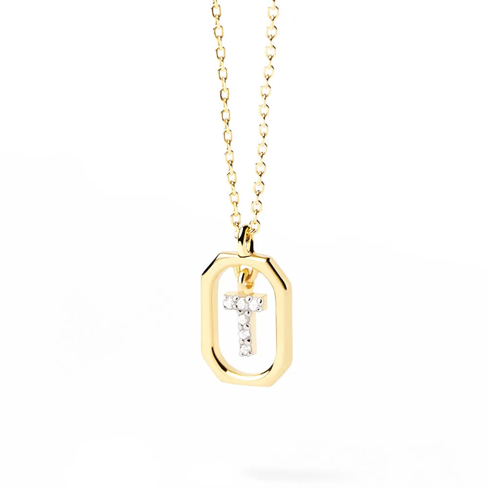 Moissanite Initial T Dangle Pendant Necklace