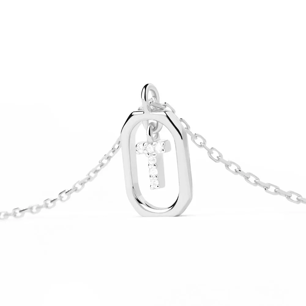 Moissanite Initial T Dangle Pendant Necklace