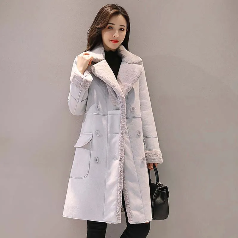 MONA Design Women's Fine Fashion Elegant Pink Coat Jacket Faux Fur Cashmere Lapel Coat Jacket