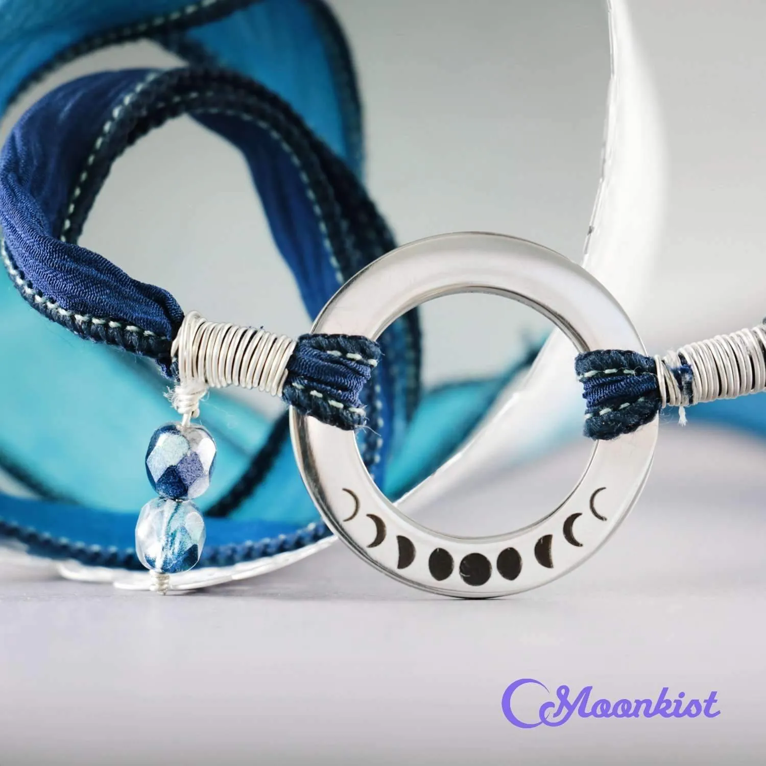 Moon Phase - Celestial Silk Wrap Bracelet for Women | Moonkist Designs