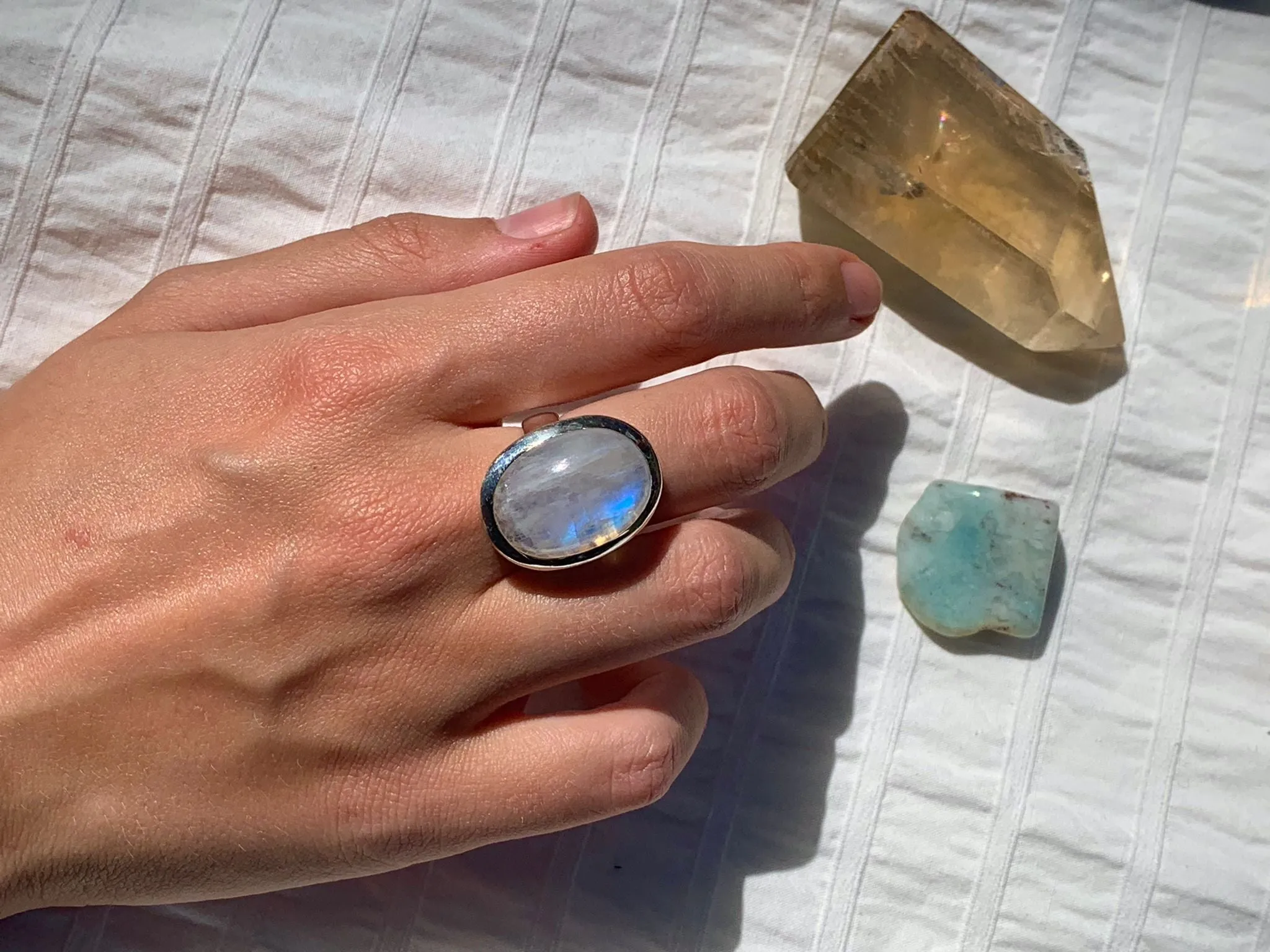 Moonstone Adjustable Ring - Small Oval