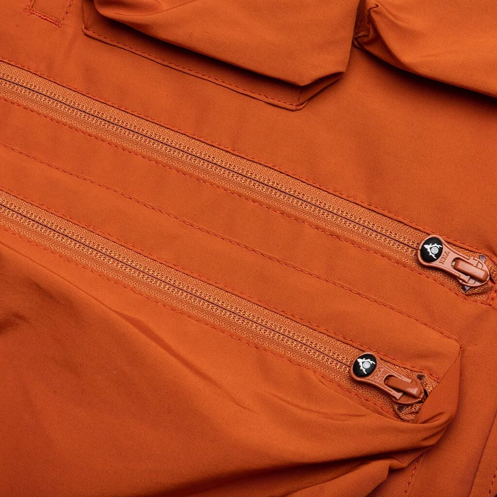 Multi-Pocket Zipped Down Vest - Orange